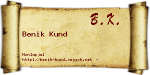 Benik Kund névjegykártya